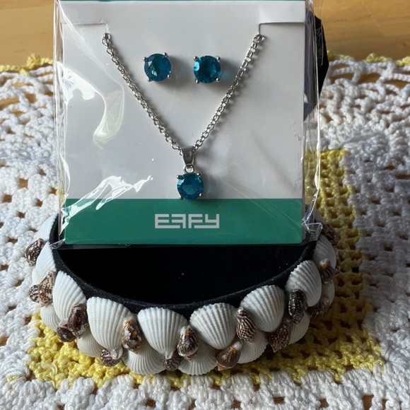 🐚  EFFY AQUA BLUE NECKLACE AND EARRINGS 🐚 NWOT 🐚 - Picture 2 of 16